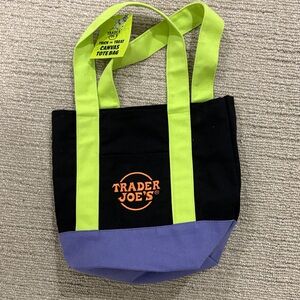 Trader Joe's Black and Purple Canvas Tote Bag